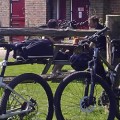 Bicycles in the Blue Ship pub garden