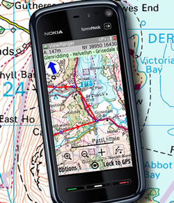 ViewRanger5800-OS50kMap300 Ordnance Survey map on a Nokia 5800