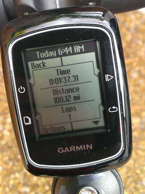 My Garmin with the mileage displayed