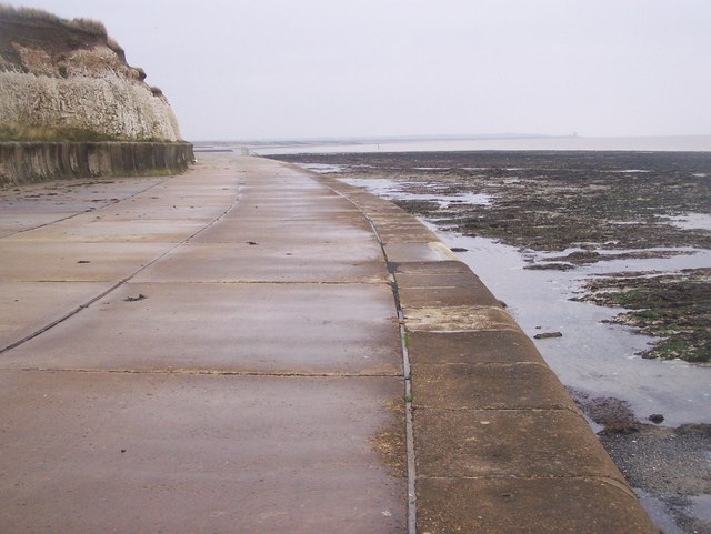 Cycling Kent Coast, View Along Sea Wall Promenade, near Greenham Bay - geograph.org.uk - 1035508